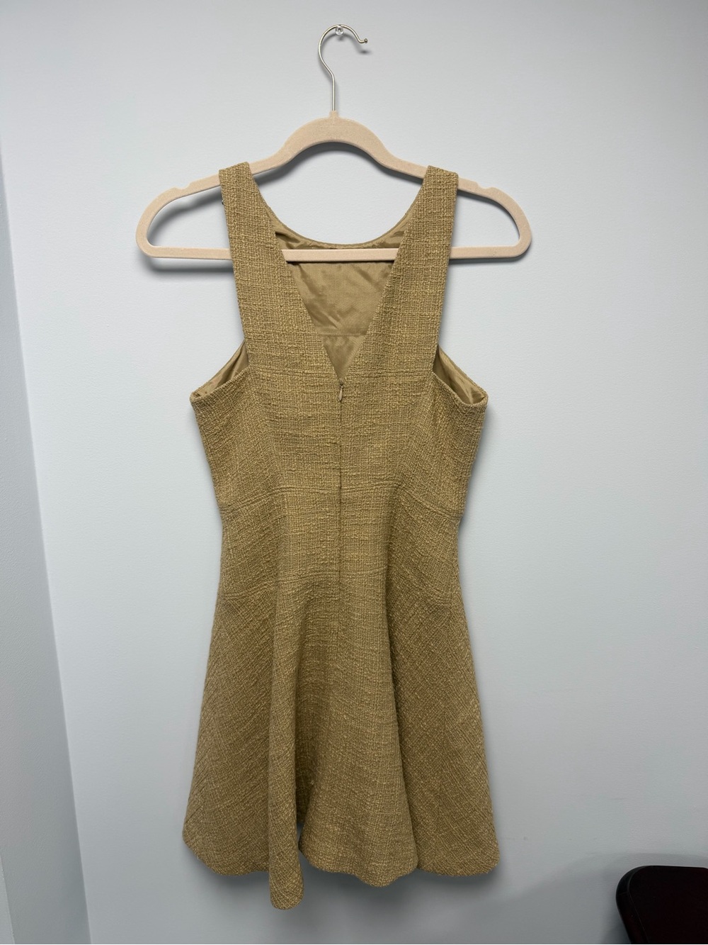 Tibi Textured Sleeveless A-Line Dress in Beige-Tan